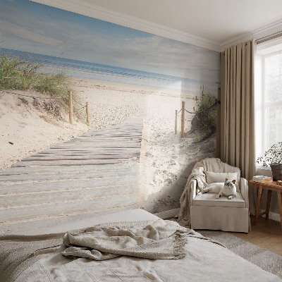 Fotobehang vliesbehang Houten loopbrug