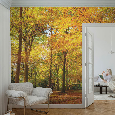 Vlies fotobehang op maat Gouden bladeren