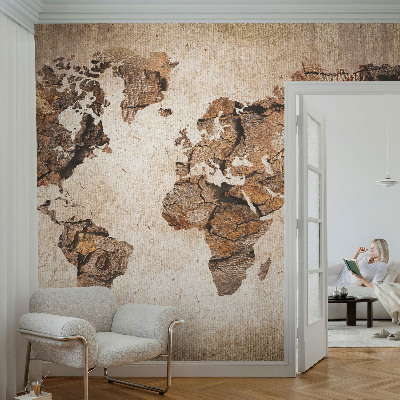 Fotobehang op maat Houten kaart