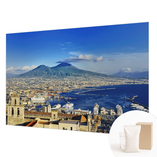 Fotobehang woonkamer met een panoramisch zeezicht