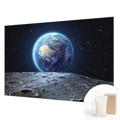 Fotobehang voor de slaapkamer met een kosmisch panorama als thema
