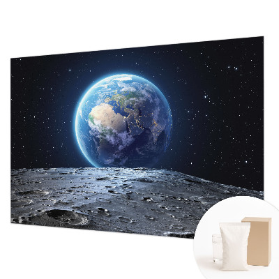 Fotobehang voor de slaapkamer met een kosmisch panorama als thema