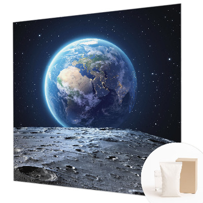 Fotobehang voor de slaapkamer met een kosmisch panorama als thema