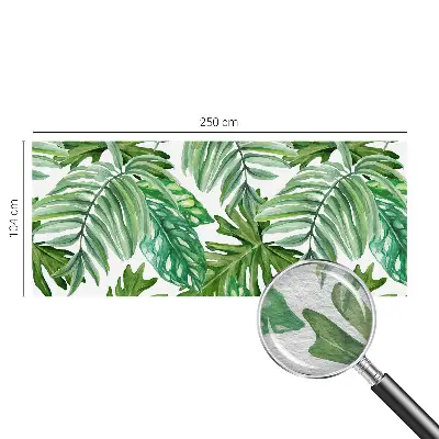 Vliesbehang Fotobehang Woonkamer met een motief van exotische bladeren