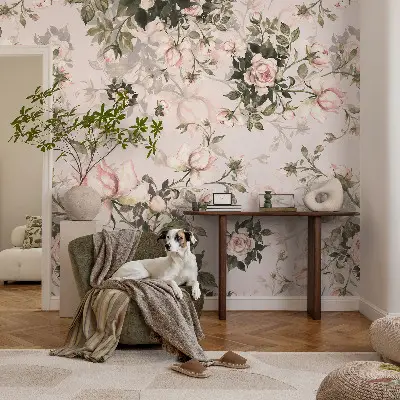 Vlies fotobehang op maat met een bloemenpatroon
