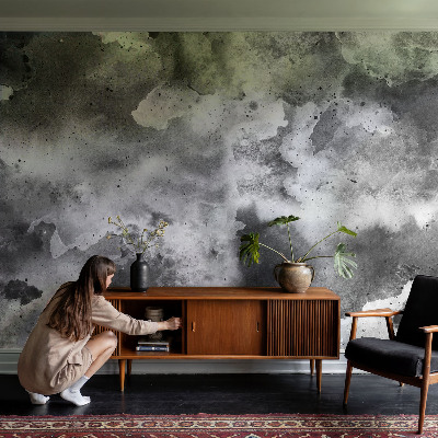 Fotobehang slaapkamer met motief van grijze wolken