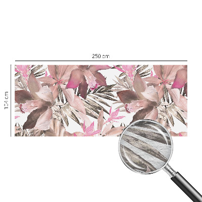 Fotobehang voor slaapkamer met een motief van exotische bloemen