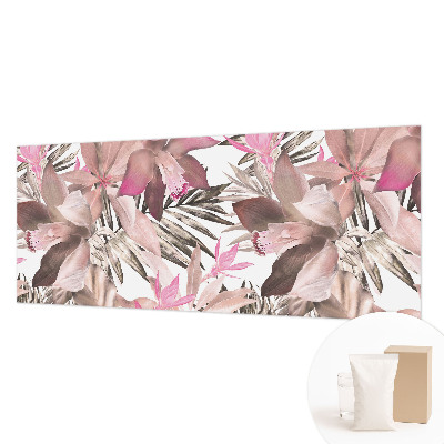 Fotobehang voor slaapkamer met een motief van exotische bloemen