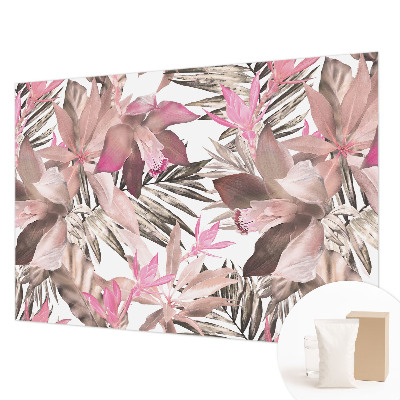 Fotobehang voor slaapkamer met een motief van exotische bloemen