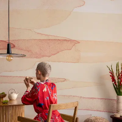 Modern fotobehang voor de woonkamer met pastelstrepen als decoratief patroon