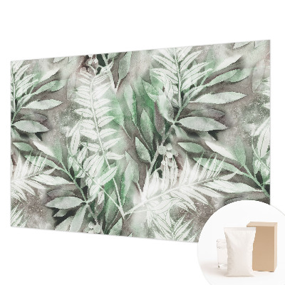 Uniek fotobehang met aquarelbladeren als ontwerp
