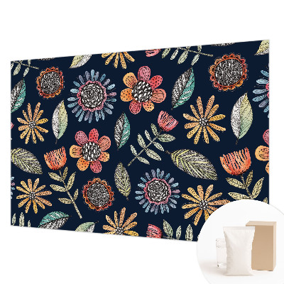 Vlies fotobehang met bloemenmozaïekprint
