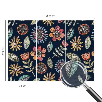 Vlies fotobehang met bloemenmozaïekprint