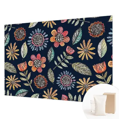 Vlies fotobehang met bloemenmozaïekprint