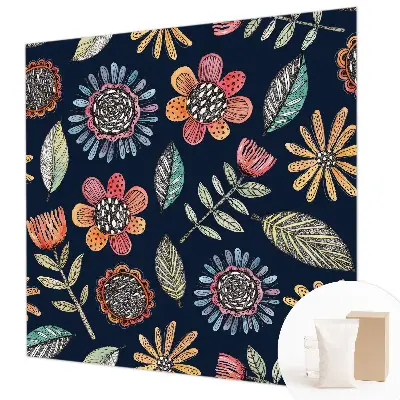 Vlies fotobehang met bloemenmozaïekprint