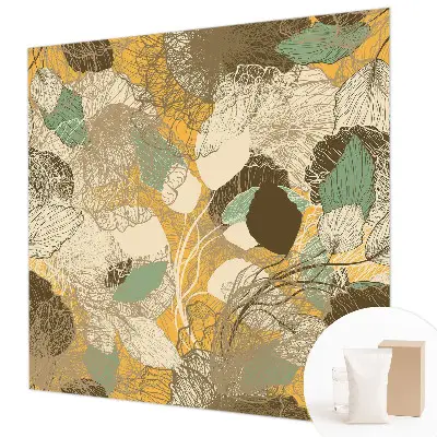 Fotobehang vlies met botanische print met weelderige planten