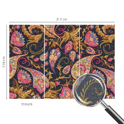Vliesbehang fotobehang woonkamer met een kleurrijk paisley-patroon