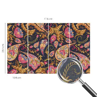 Vliesbehang fotobehang woonkamer met een kleurrijk paisley-patroon