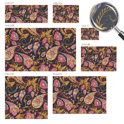 Vliesbehang fotobehang woonkamer met een kleurrijk paisley-patroon