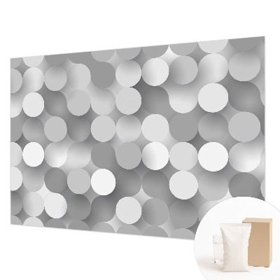 Fotobehang slaapkamer met grijze cirkels als patroon