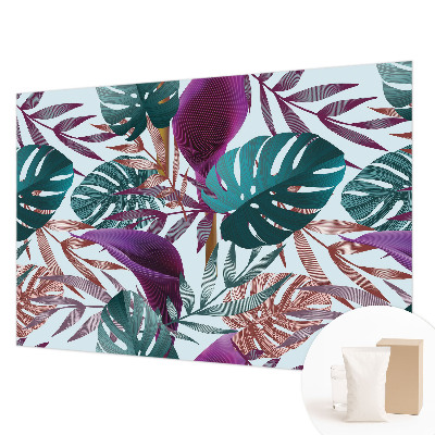 Fotobehang voor de slaapkamer met een tropische compositie