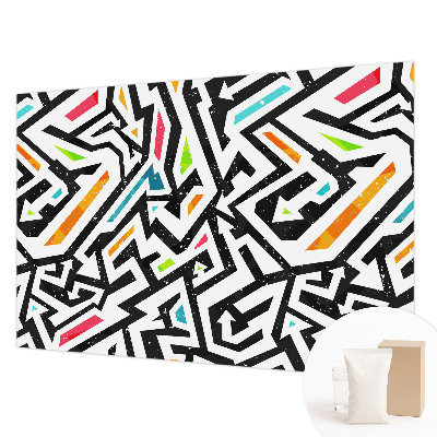 Fotobehang voor slaapkamer met een abstract mozaïekpatroon