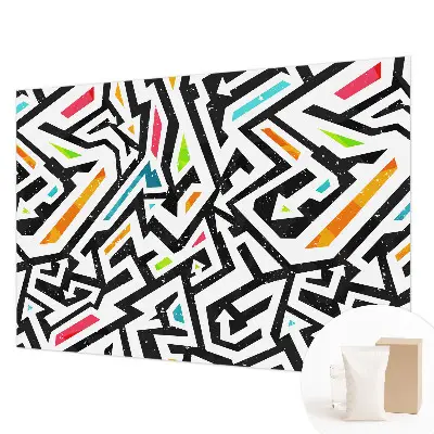Fotobehang voor slaapkamer met een abstract mozaïekpatroon