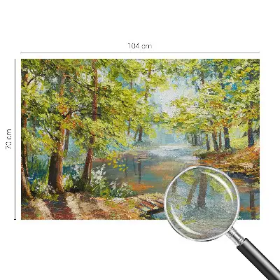 Vliesbehang fotobehang woonkamer met een idyllisch meer