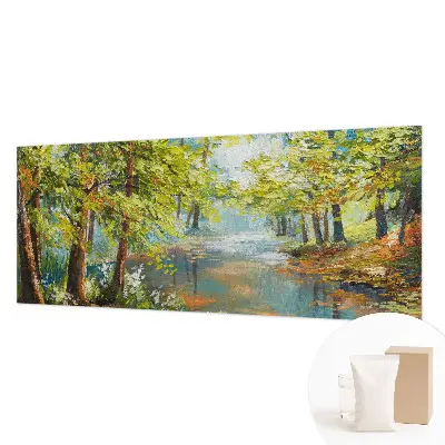Vliesbehang fotobehang woonkamer met een idyllisch meer