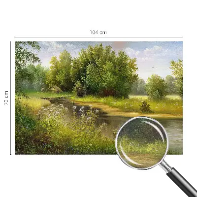 Behang met print met een landelijk landschap als motief