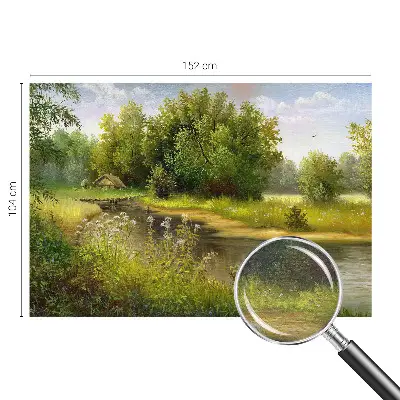 Behang met print met een landelijk landschap als motief