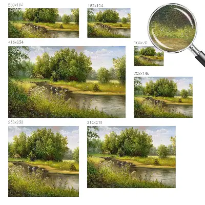 Behang met print met een landelijk landschap als motief