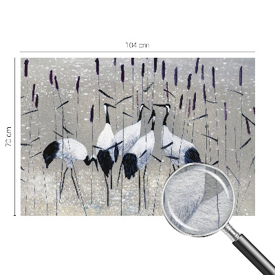 Fotobehang woonkamer met harmonieuze kraanvogels als patroon