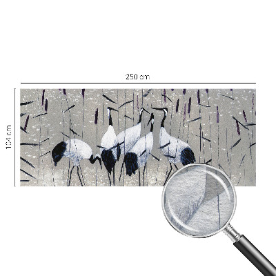 Fotobehang woonkamer met harmonieuze kraanvogels als patroon