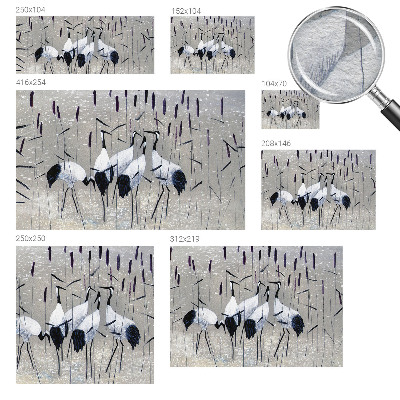 Fotobehang woonkamer met harmonieuze kraanvogels als patroon
