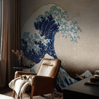 Fotobehang slaapkamer met een dramatische golf