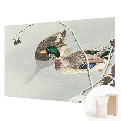 Fotobehang voor slaapkamer met een rustig eendenmotief