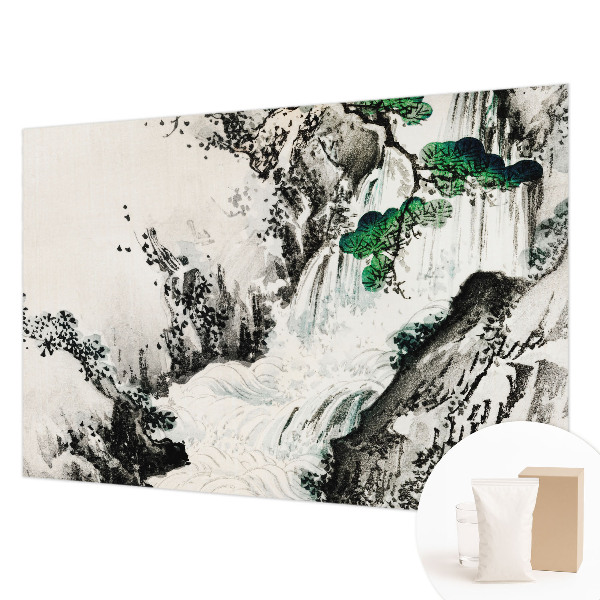 Sfeervol fotobehang met een natuurlijke waterval