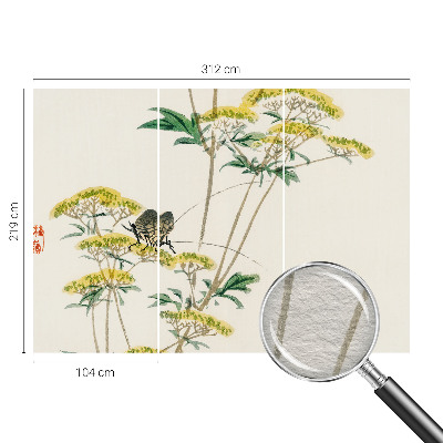 Groot fotobehang met bloemenmotief in natuurlijke kleuren
