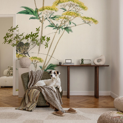 Groot fotobehang met bloemenmotief in natuurlijke kleuren