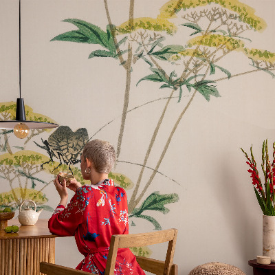 Groot fotobehang met bloemenmotief in natuurlijke kleuren