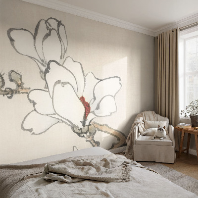 Vlies fotobehang met delicate magnolia's