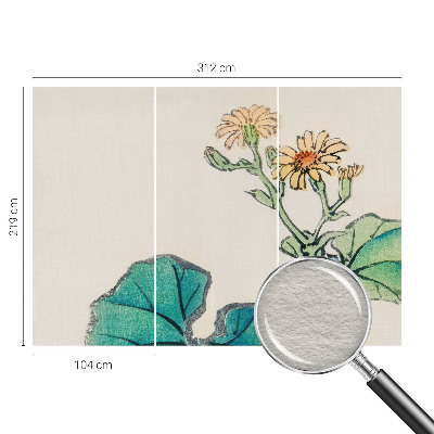 Vliesbehang fotobehang Bloem en bladeren