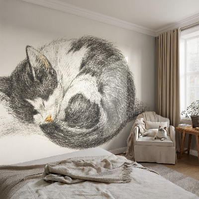 Fotobehang vliesbehang met een schattig katje als motief