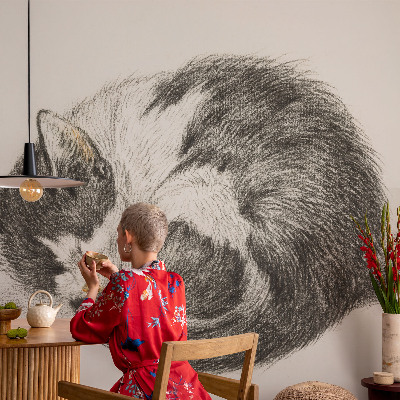 Fotobehang vliesbehang met een schattig katje als motief