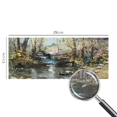 Vliesbehang fotobehang woonkamer met het motief 'Bosbeek' voor in de woonkamer