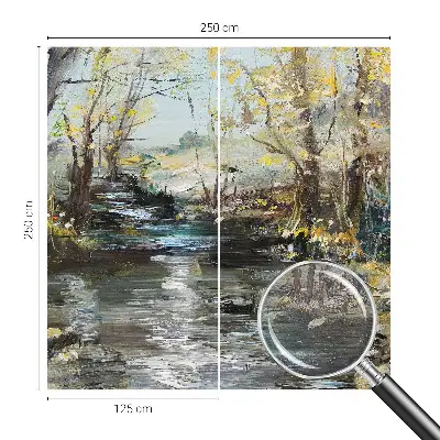 Vliesbehang fotobehang woonkamer met het motief 'Bosbeek' voor in de woonkamer