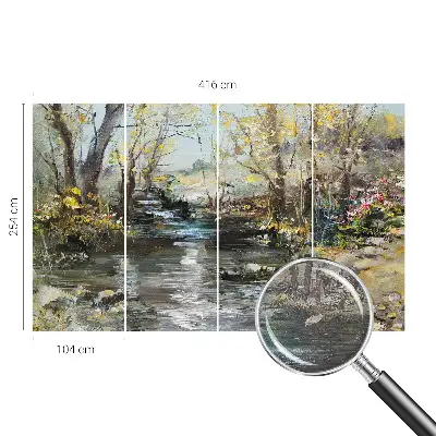 Vliesbehang fotobehang woonkamer met het motief 'Bosbeek' voor in de woonkamer