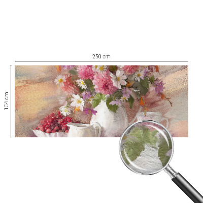 Muurbehang met een dessin van wilde bloemen
