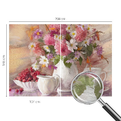 Muurbehang met een dessin van wilde bloemen